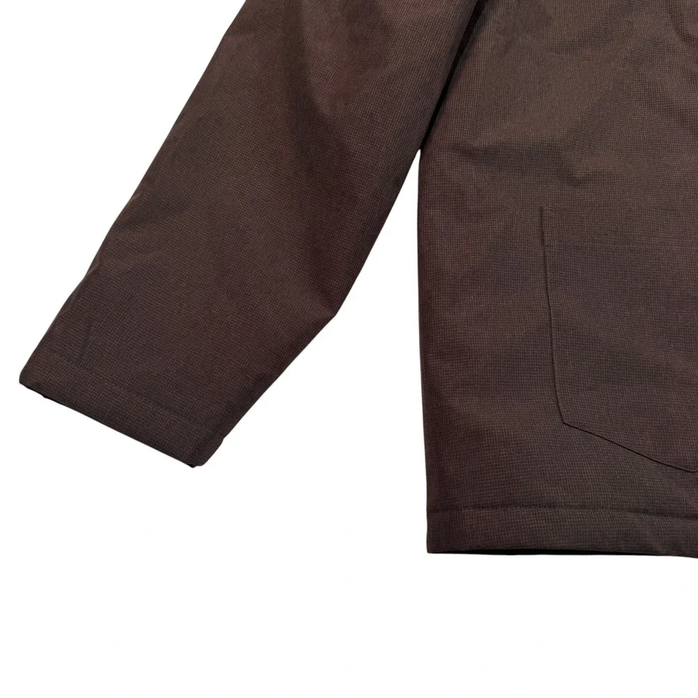 Banana Republic Mens Tailored Puffer Jacket Dark Oak Houndstooth Brown Large NWT